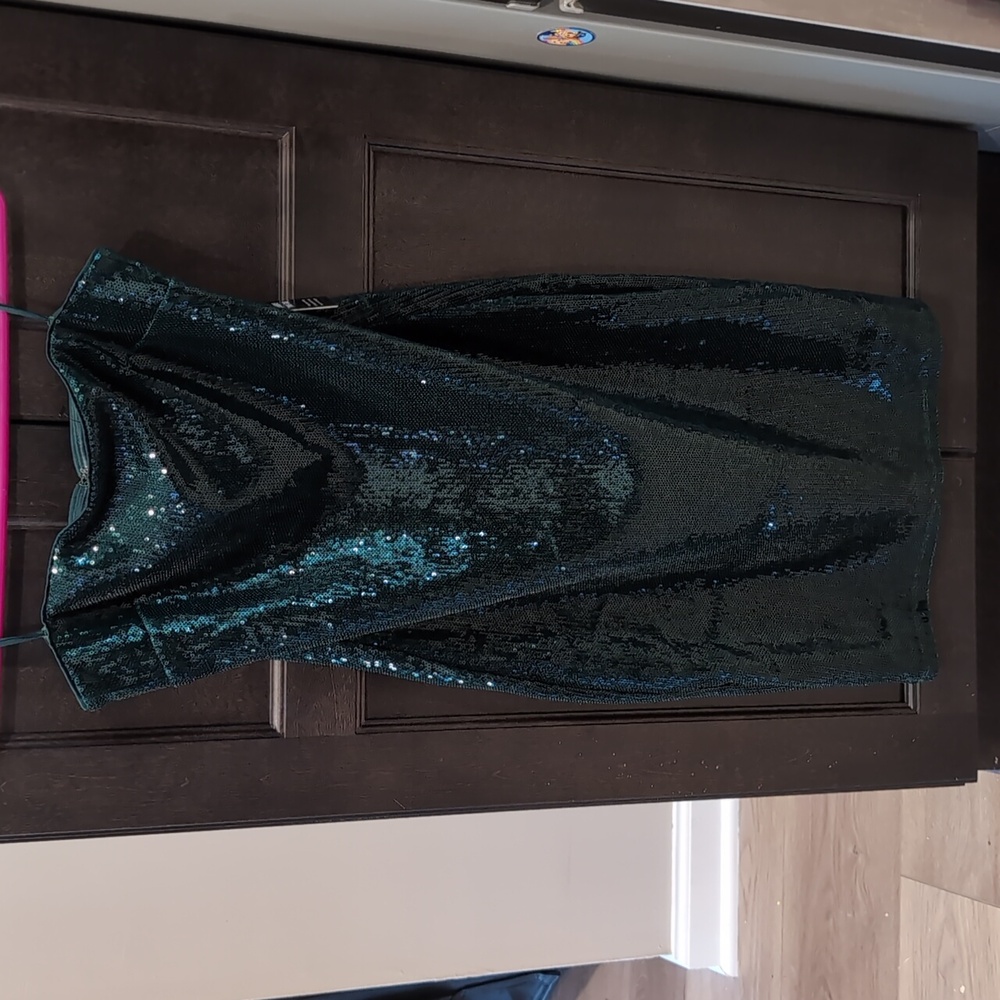 Express Sequin Strapless Dress, size small, Deep Teal